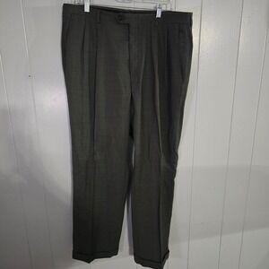 Haggar Mens Dress Pants 38x30 Gray Pleated Flat‎ Front Wool Blend Office Casual